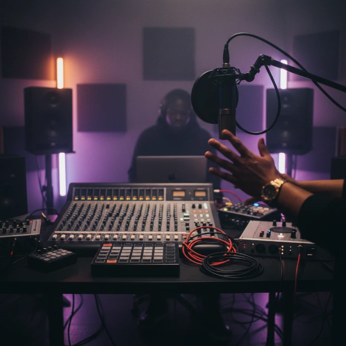 AI Generated Image rap – session studio moderne